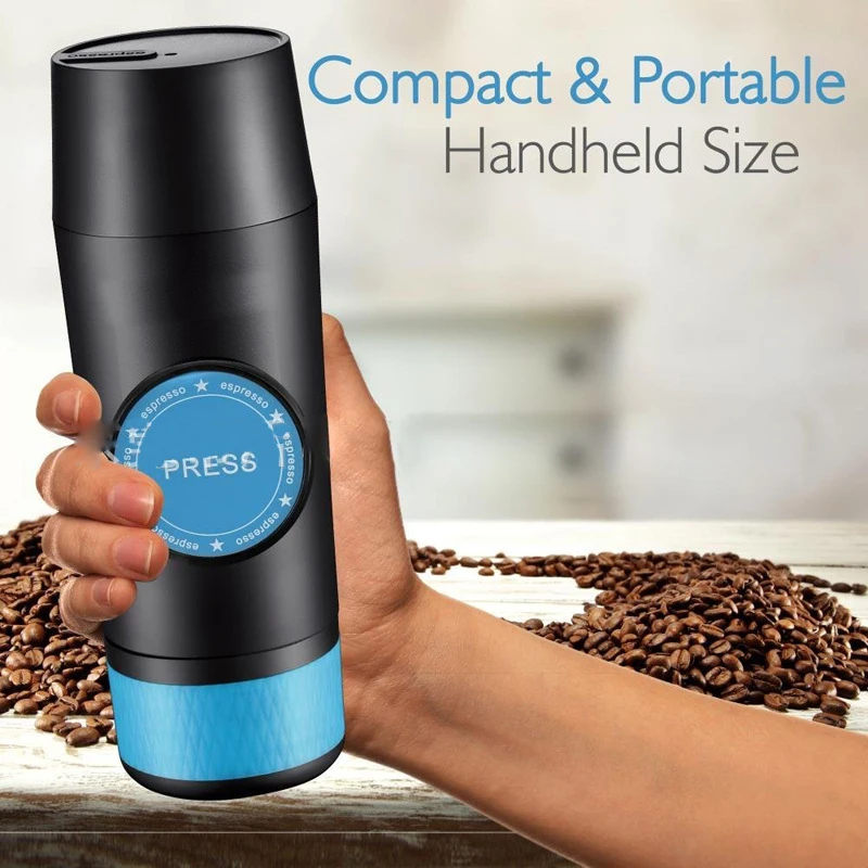 Upgraded Portable Mini Electric Espresso Maker 2 in 1 Capsule & Ground Espresso Option Easy Refill Water Tank 90 ml