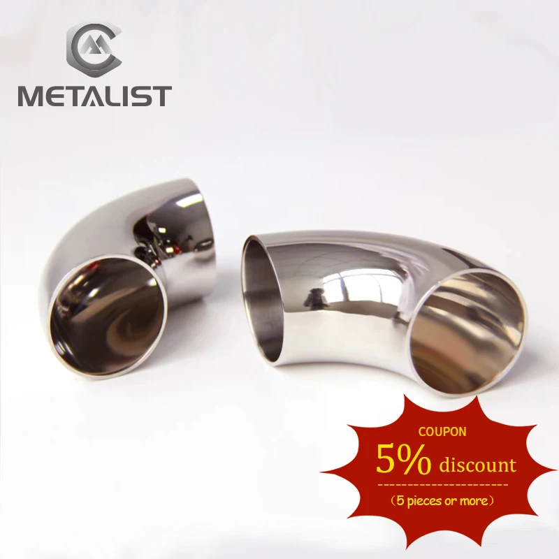 METALIST OD 19mm-108mm SS304 Stainless Steel Sanitary Weld 90 Degree Elbow Pipe Fitting