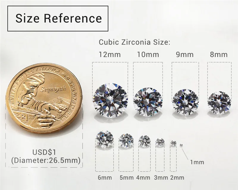 Tamaño 5mm 8mm 10mm (5 ~ 20mm) AAAAA brillante redondo blanco más piedras de Zirconia cúbica gemas sueltas CZ para joyería DIY que hace