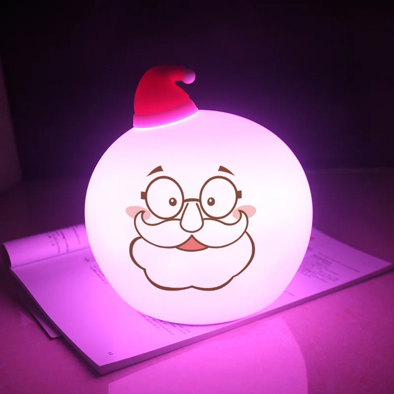 New Santa Silicone Night Light Silicone Touch Sensor LED Night Light for Children Baby Kids 7 Colors Santa USB LED Night Lamp