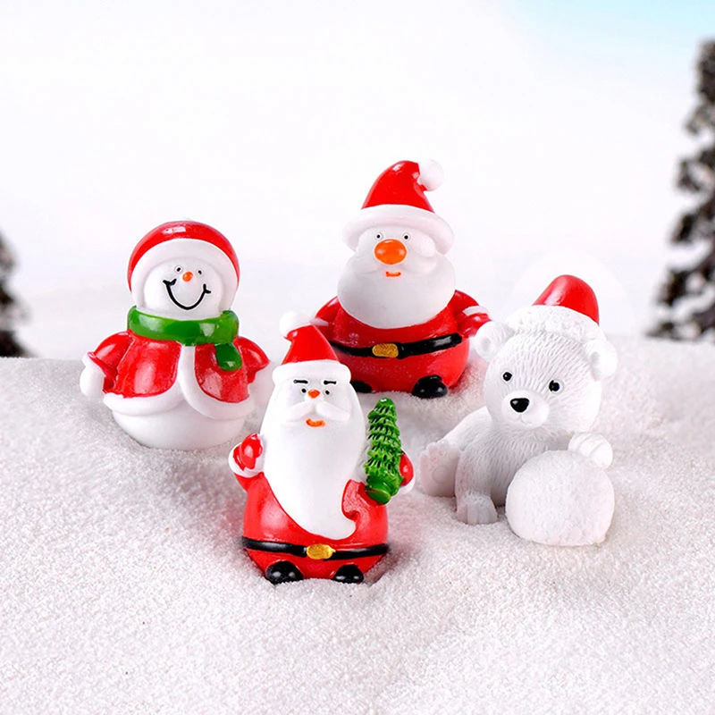 1PC Santa Claus Snowman DIY Miniature Figurine Xmas Garden Decor Micro Landscape