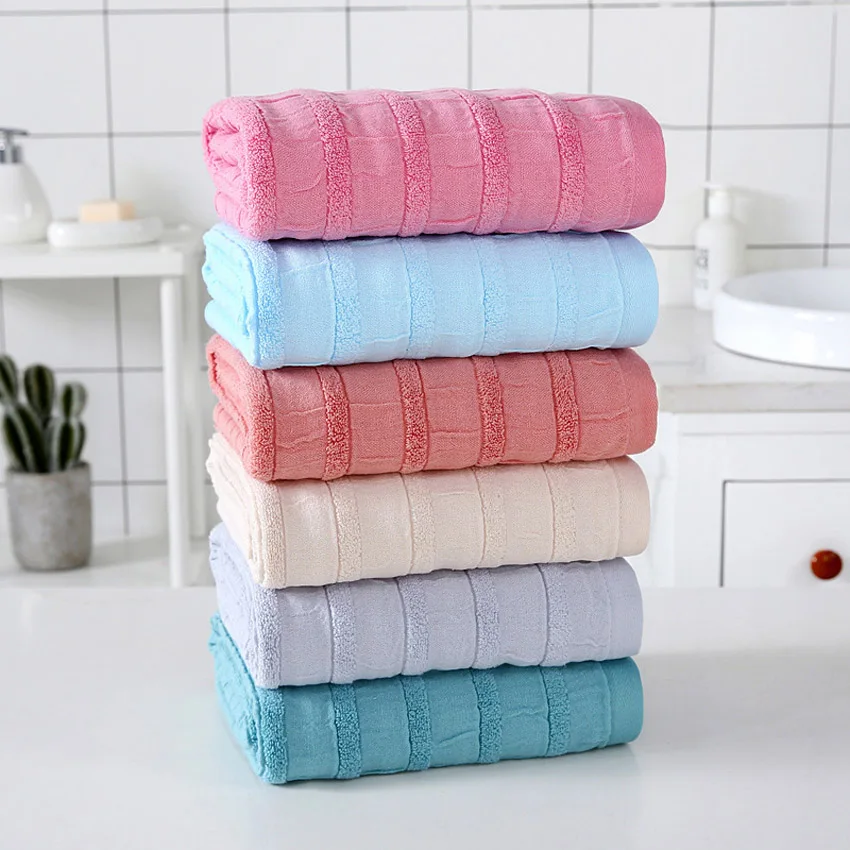 Towel Set Stripe Solid Color Cotton Beauty Face Towel Soft Shower Bath Sports Towel Home Hotel For Adults Kids Toalla De Ducha