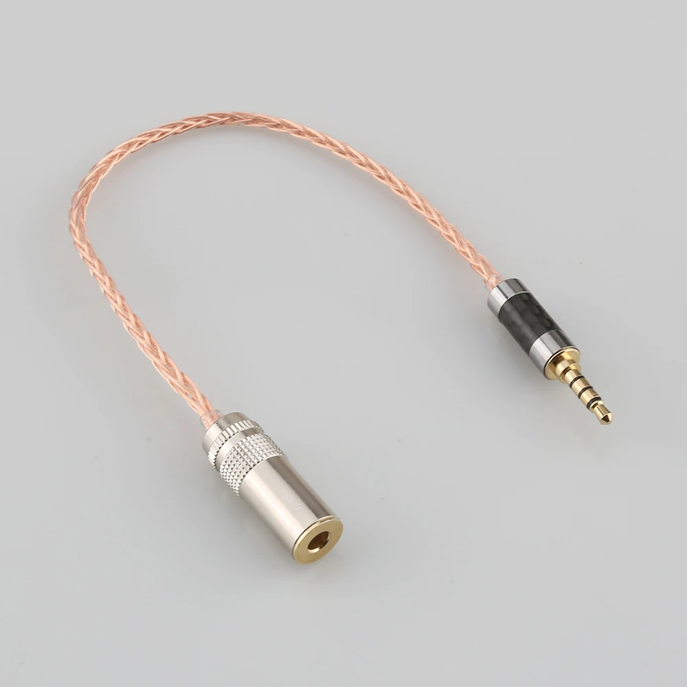 Wysokiej jakości 3.5mm TRRS męski do 4.4mm kobiet zrównoważony Adapter 8 rdzeni 7N OCC HiFi posrebrzane Adapter Audio kabel