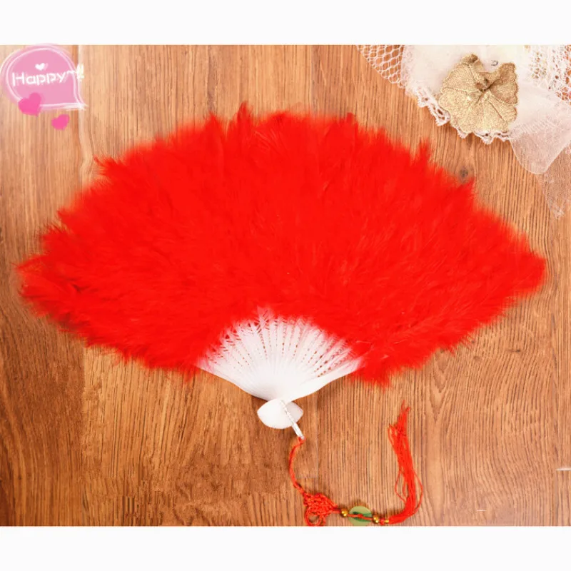 Hand Fan Abanicos Para Boda Adult Wedding Folding Dance Fans Colorful Party Children Catwalk Fluff Feather Fan Eventail Mariage