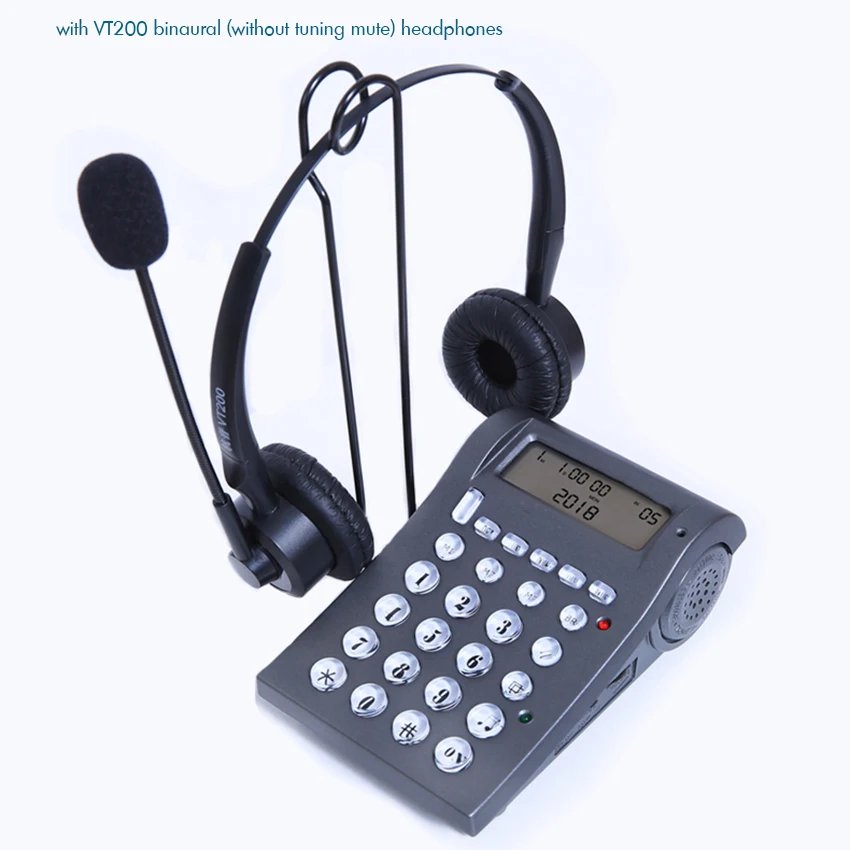 VT400 Corded Telephone with Monaural/ Binaural Headset & Dialpad for House Call Center Office - Noise Cancellation Microphone
