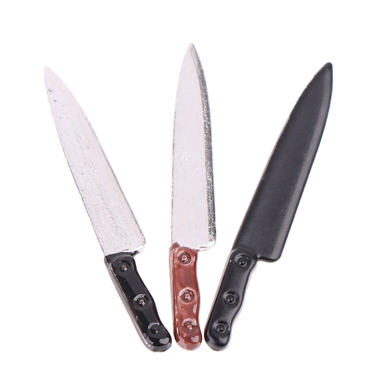 1PC 1:12 miniature per case delle bambole coltello in metallo modello Mini accessori da cucina giocattoli per la decorazione della casa delle bambole