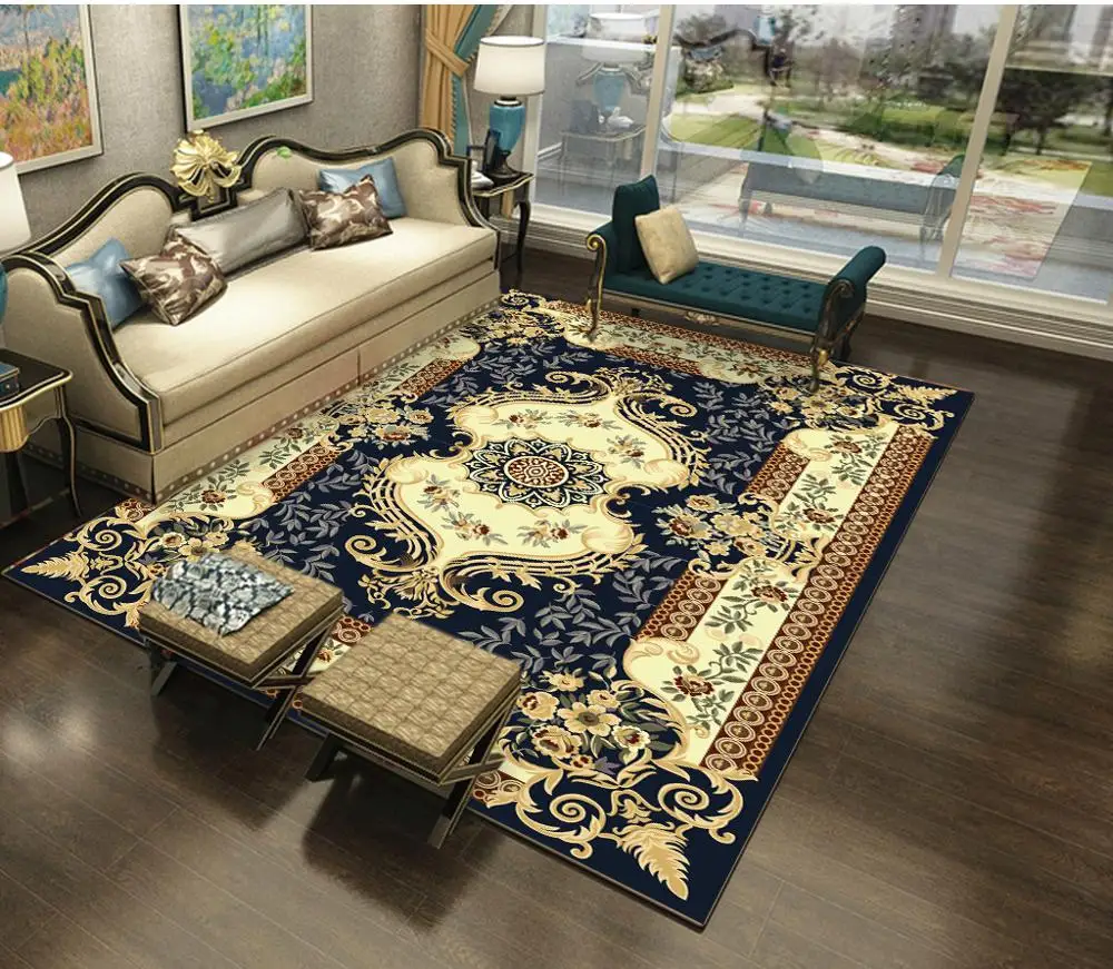 European Style Carpet Dark Green/black Geometric Bedroom Carpets For Living Room Rug Parlor Tapete Fashion Decor Mats