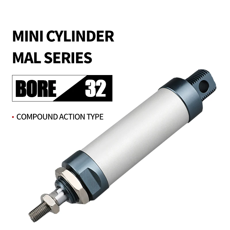 

MAL aluminum alloy cylinder small pneumatic high thrust mini series MAL32*25/50/75/100/125/150/175/200/250/300/400/500mm