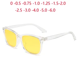 0 -0.5 -0.75 To -6.0 Transparent Frame Night Vision Lens Myopia Sunglasses Women Polarized Men Square Prescription Spectacles