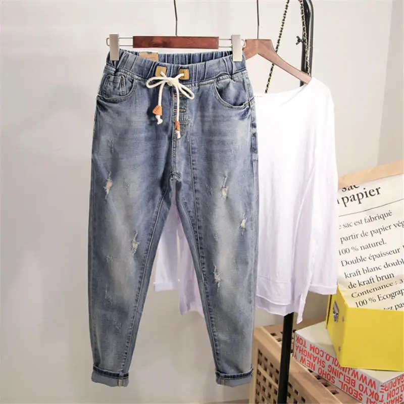 Spring Autumn Casual Boyfriend Jeans Women Large Size Women Denim Wide Leg Jeans Pants Streetwear High Waist Women Jeans