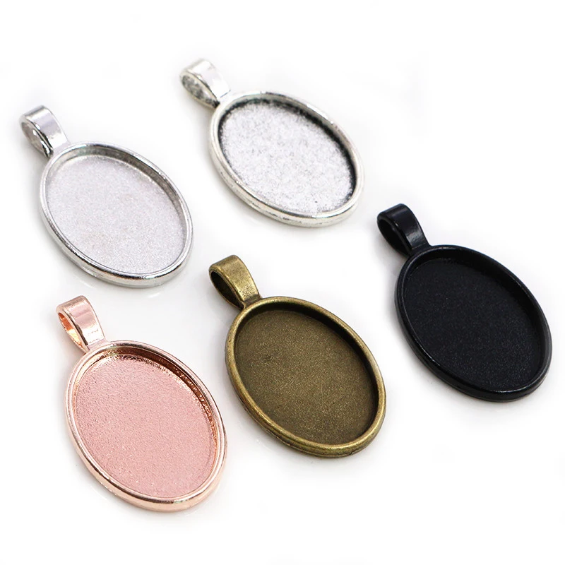 10pcs 18x25mm Inner Size 5 Colors Plating Classic Style  Cameo Cabochon Base Setting Charms Pendant necklace findings