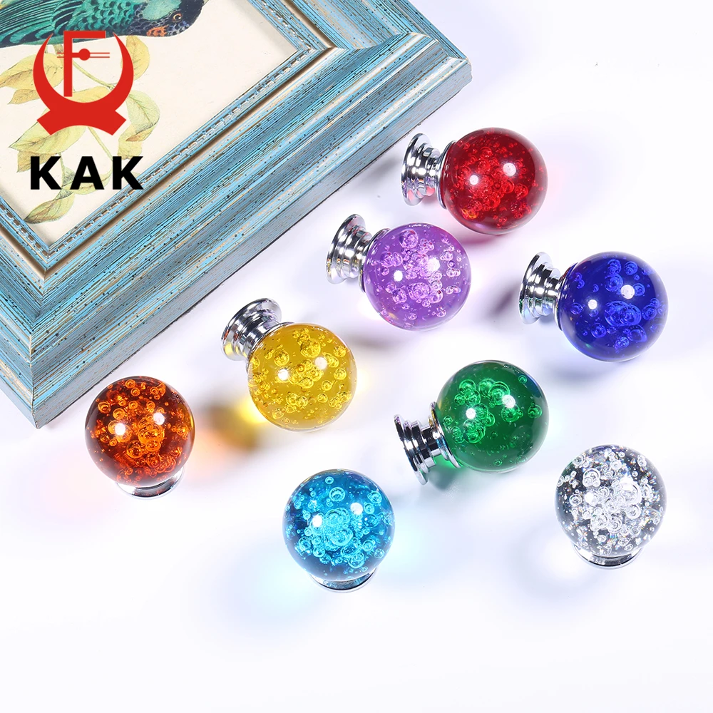 KAK 30mm Crystal Ball Furniture Knobs Kitchen Cupboard Door Pulls Drawer Knobs Cabinet Handles Wardrobe Door Handle Hardware