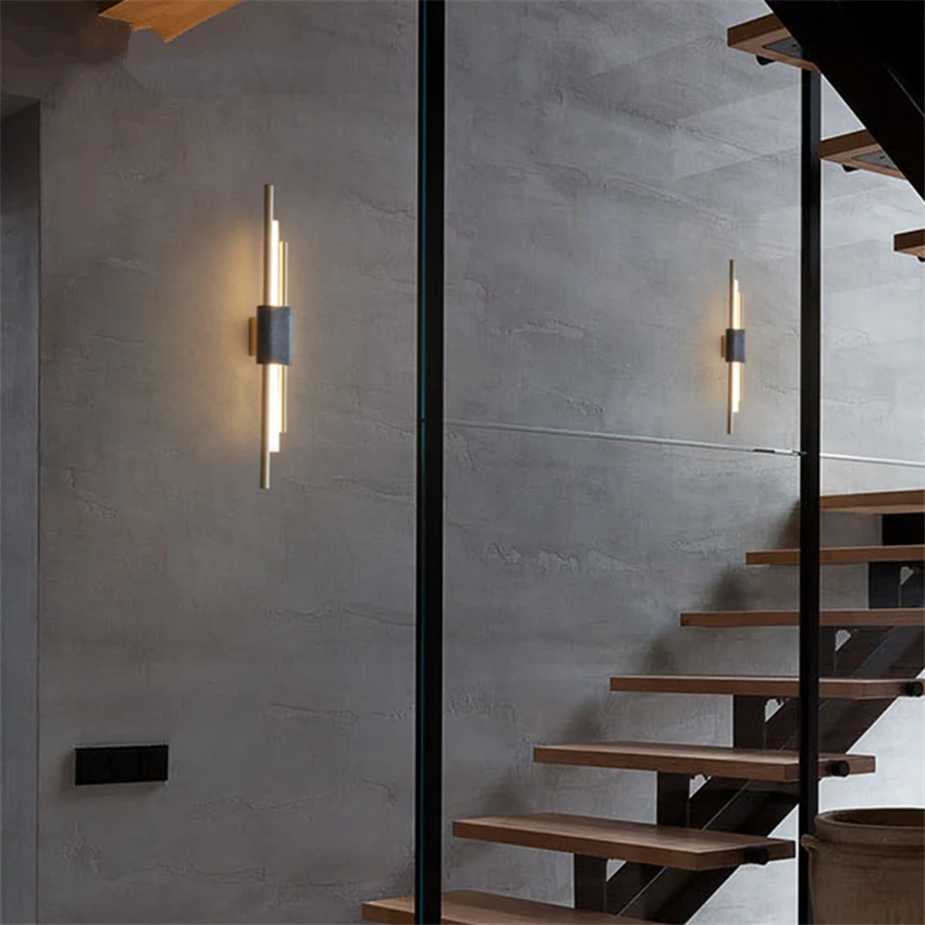 Post-modern Luxury Marble All-copper Wall Lamps Bedroom Living Room Dining Nordic Study Stairwell