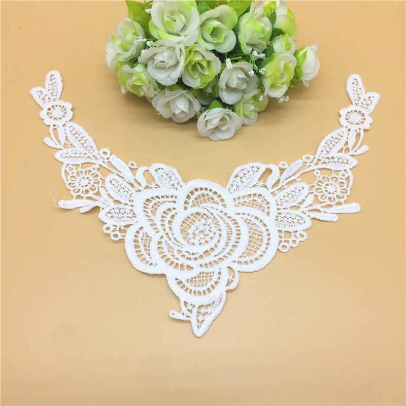 1pcs White Lace Fabric Collar Vintage Neckline Embroidered Trims  Applique Sewing Supplies Wedding Dress Accessories