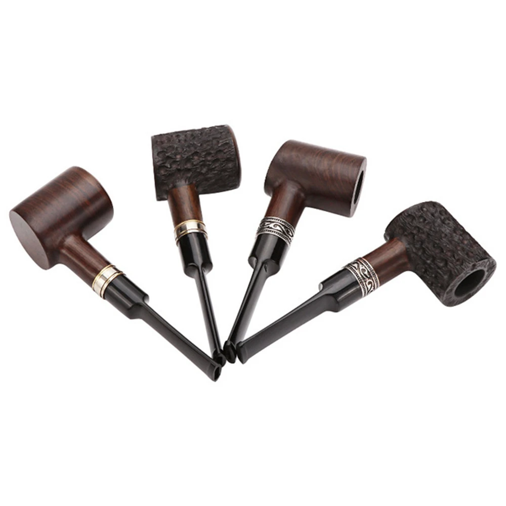 Portable Solid Wood Tobacco Pipe Traditional Style Natural Ebony Wooden Cigarette Filter Handheld Smoking Pipe For Men\'s Gadgets