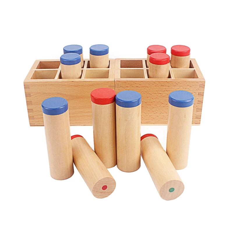 Baby Toy Montessori Sound Boxes for Early Childhood Education Preschool Training Learning Toys 2 Boxes with 12 Wooden Cylinders