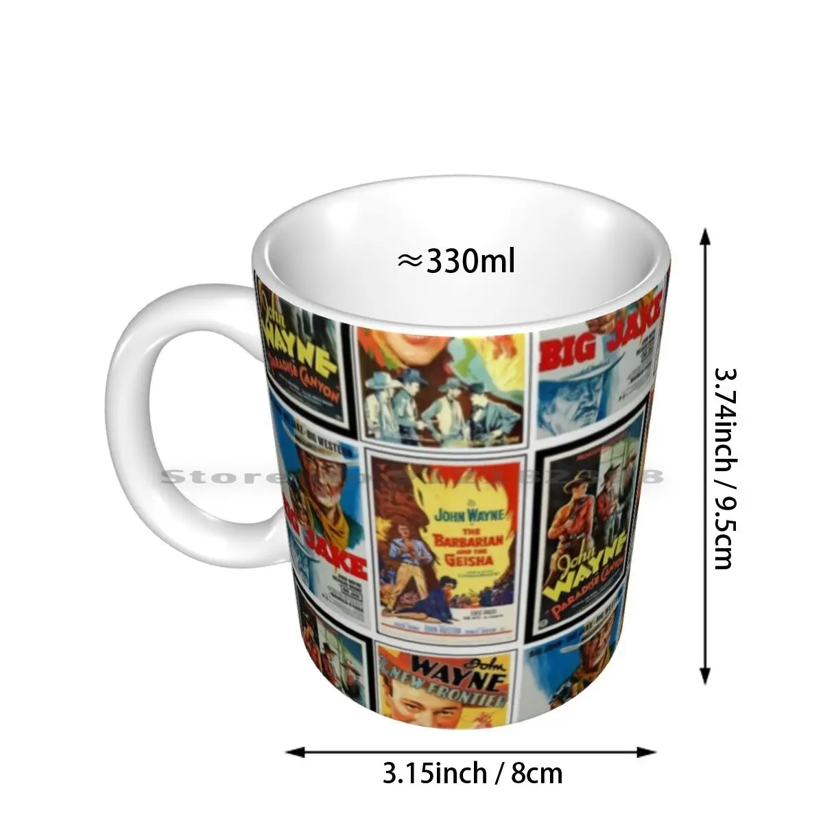 John Wayne Classic Movies Collage Ceramic Mugs Coffee Cups Milk Tea Mug John Wayne Movie Western Retro Vintage Classic Cinema