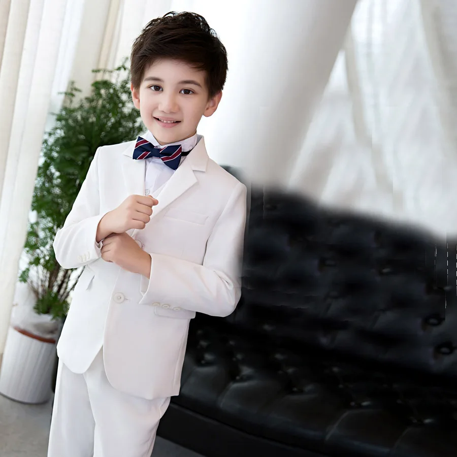 Boys Attire Kids Suits Handsome Two-Button Long Sleeves Clothing Set 2020 Custom Made 3 Pieces Wedding Suits (Jacket+Pants+Vest)