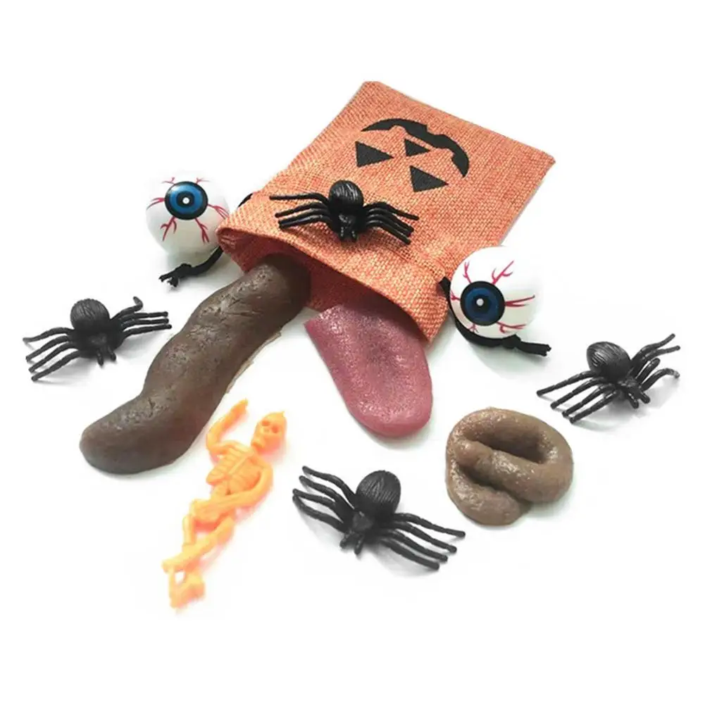 Realistic Fake Poop Simulation Shit Spider Tongue Eyeball Scary Tricky Toys For Children Halloween Prank Set Decor