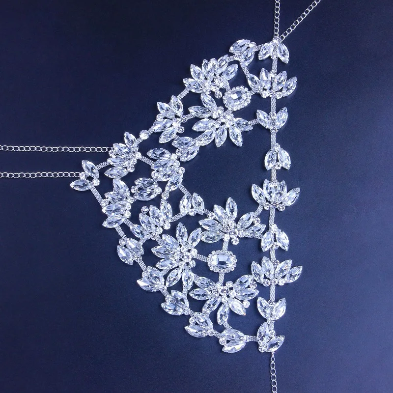 Ins Blogger مبالغ فيها ورقة كريستال نصف الوجه قناع ماكياج مجوهرات للنساء هالوين الفاخرة حجر الراين قناع الوجه S1142