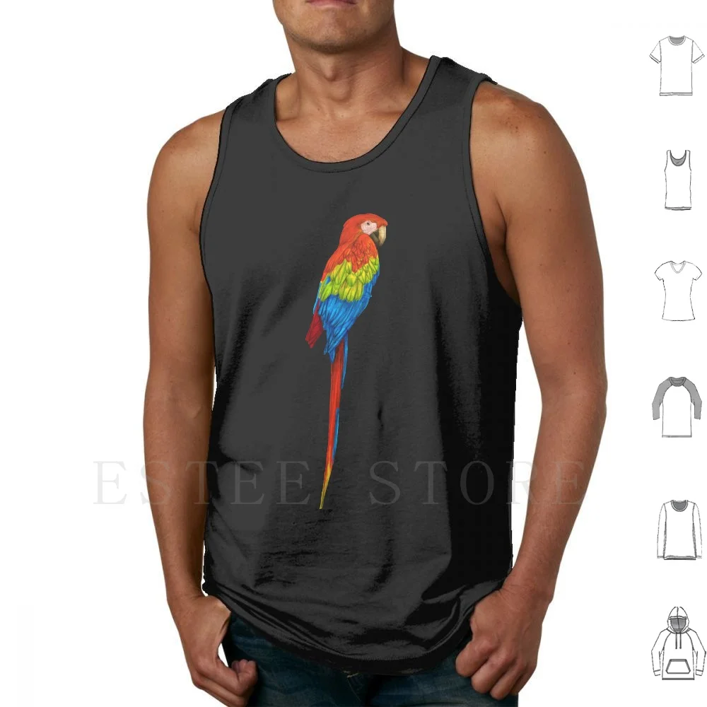 Parrot Tank Tops Vest Parrot Tropics Tropical Bird Macaw Animal Zoo Caribbean Feather Background Red Closeup Fly Yellow