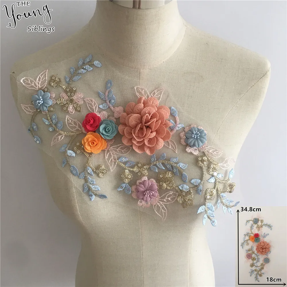 Fashion ABS Pearl Three-dimensional Flower Lace Collar Embroidery DIY Lace Tulle Collar Decorative Clothes Applique