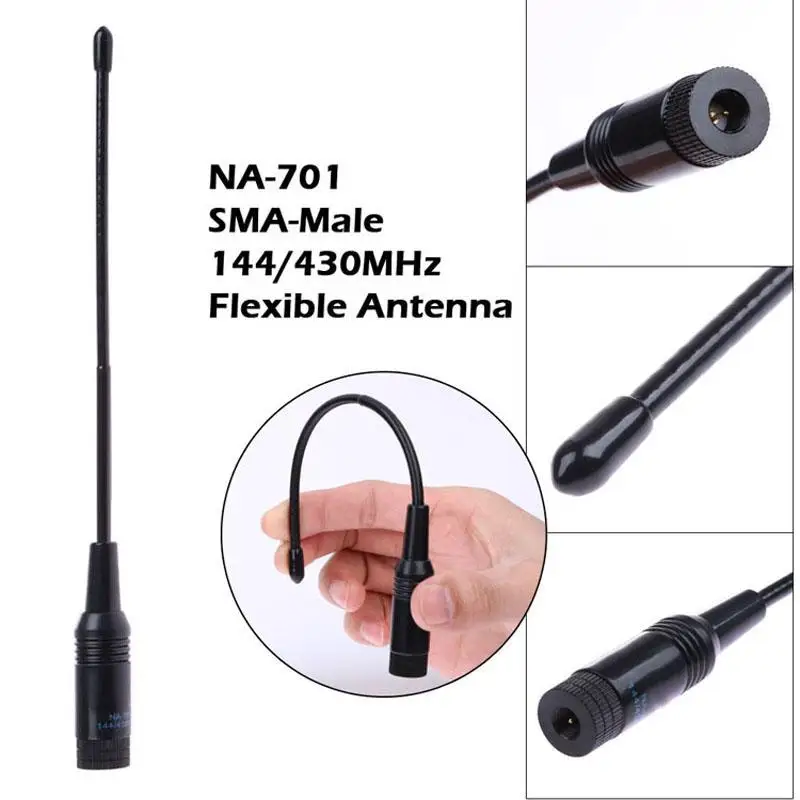 SMA ชาย144/430MHz Dual Band วิทยุเสาอากาศยืดหยุ่นสัญญาณ Enhancement