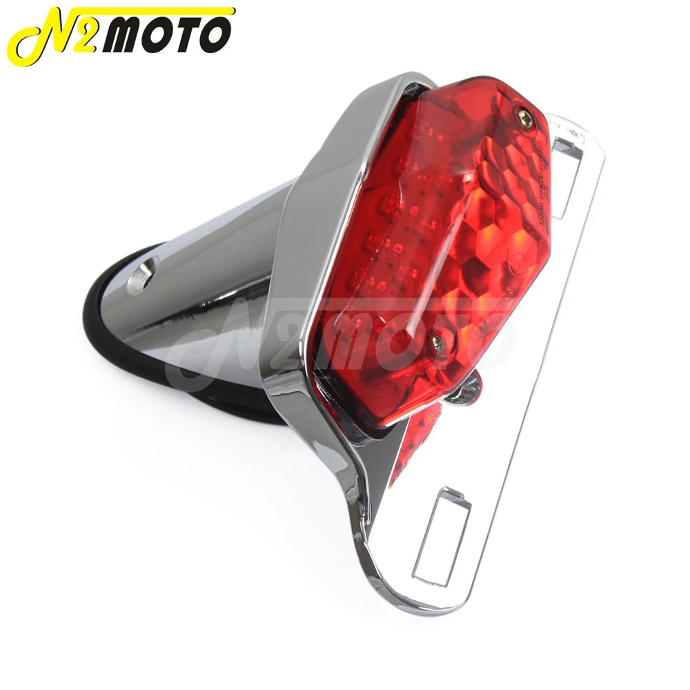 Motorcycle LED Tail Light For Cafe Racer Chrome Taillight Brake Lamp Lucas Style Taillamp for Harley Honda Yamaha Bobber Suzuki