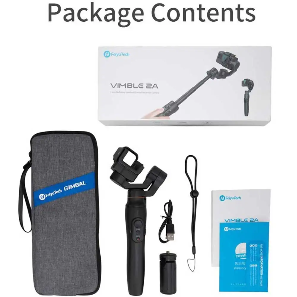 FeiyuTech-Vimble 2A 3 축 짐벌 휴대용 안정기, GoPro Hero 8/7/6/5 액션 카메라 자전거/헬멧/자동차 조립