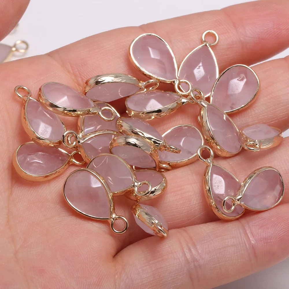 Natural Stone Faceted Rose Quartzs Pendant Water drop shape Exquisite Charms for Jewelry Making Diy earring necklace accessories