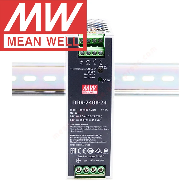 

Original Mean Well DDR-240B/240C/240D Din Rail Type Meanwell 240W 24/48V DC-DC Converter 16.8~154Vdc Input