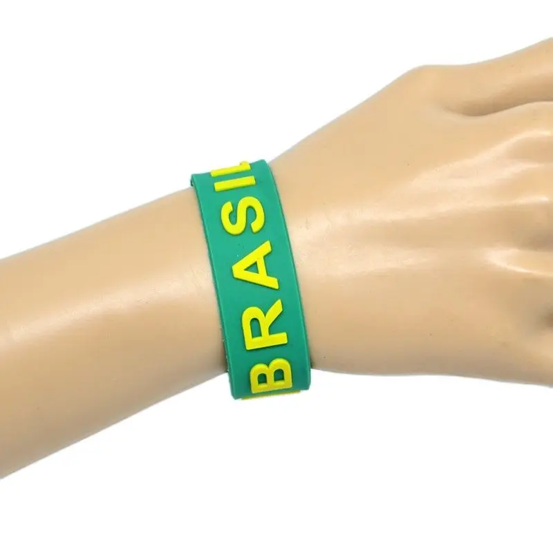 Sport Brazil National Team Soccer Football Fans Bracelets Brazilian Flag Wristband Rubber Fashion Jewelry