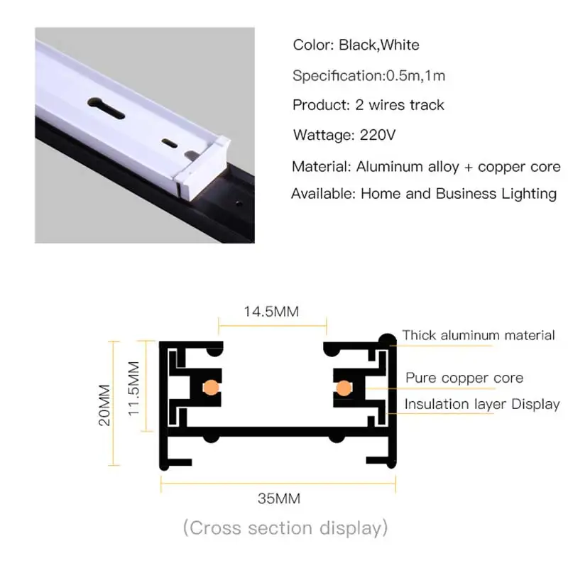 Imagem -05 - Trilho para Iluminação de Led Trilho Universal de Alumínio com Fios para Roupas