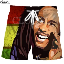 Cloocl-shorts de praia singer reggae, shorts do bob marley harajuku com estampa 3d, versão coreana da moda, hip-hop, na moda