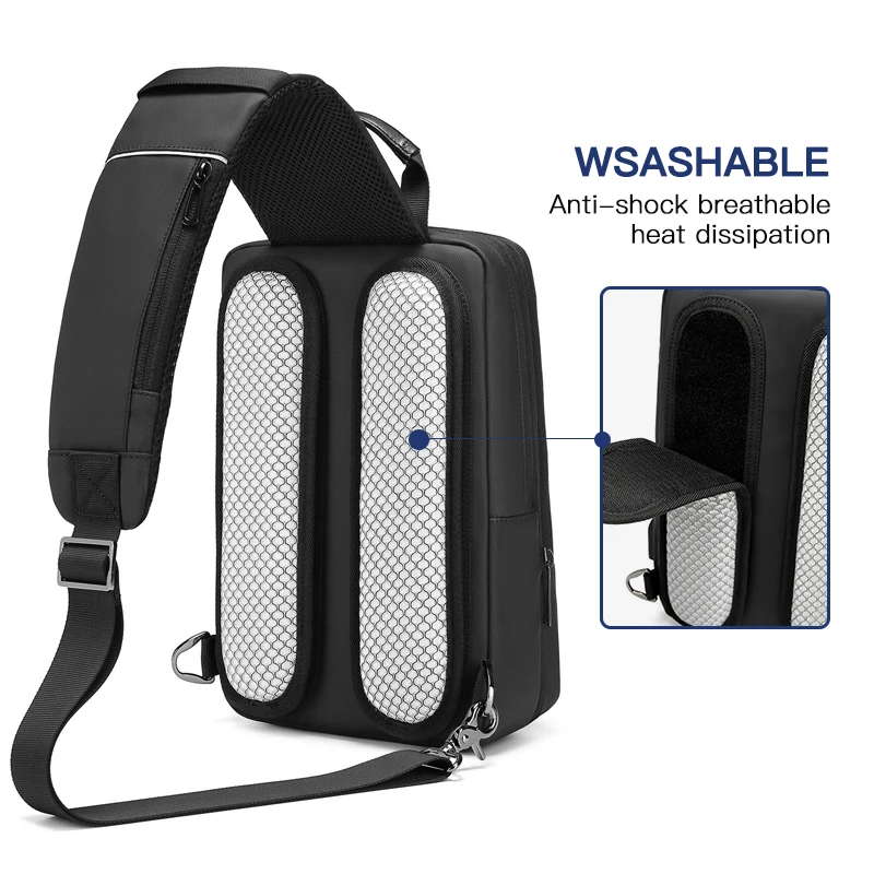 inrnn Multifunction Men Chest Bag Expandable Male Shoulder Bags Waterproof Sling Messenger Bag USB Charging Casual Crossbody Bag