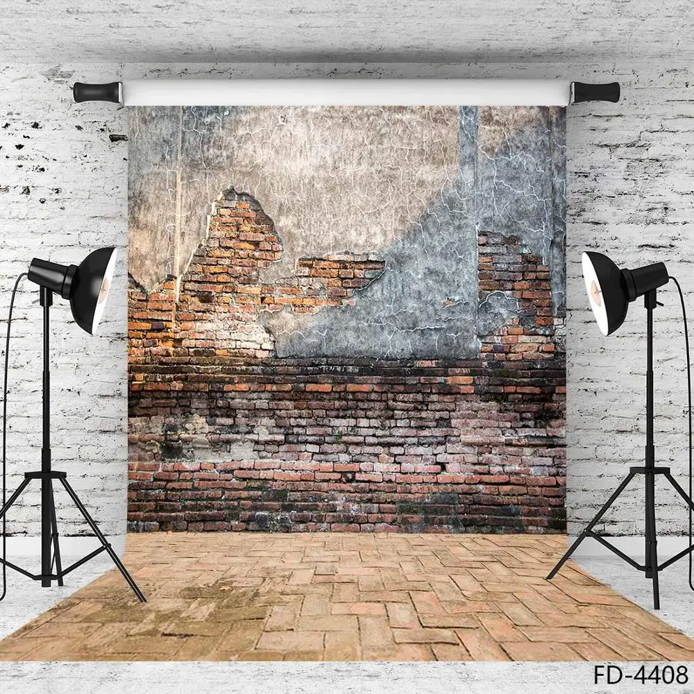 Broken Cement Brick Wall Floor Photo Backgrounds Customized Backdrop Photography Props for Children Baby Portrait Toy Photobooth