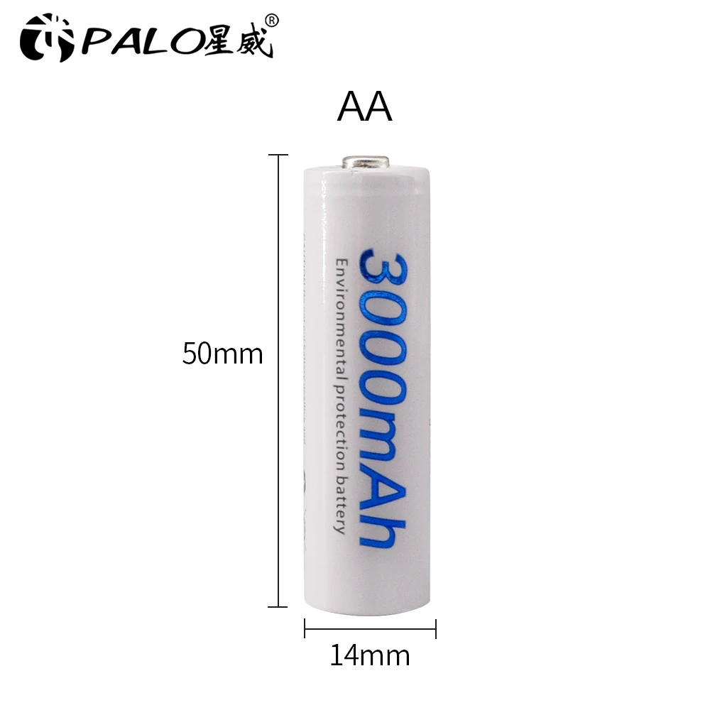 PALO AA battery 1.2V AA rechargeable battery 3000mAh nimh aa batteries with 8slots 1.2V AA AAA battery charger