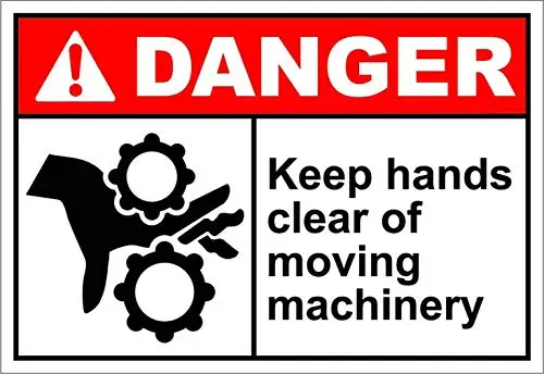 Keep Hands Clear of Moving Machinery Danger Metal Wall Poster Tin Sign Vintage BBQ Restaurant Dinner Room Cafe Shop Decor