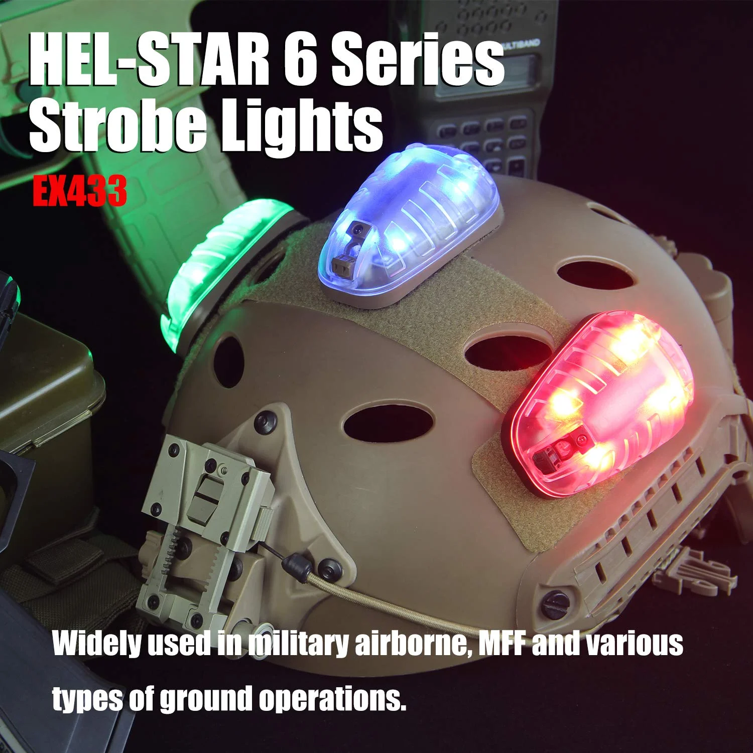 Imagem -03 - Airsoft Strobe Capacete Luz ir Sinal de Segurança Sobrevivência Lâmpada Militar Airborne Arma e Operações à Terra Capacete Luzes Ex433