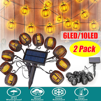 Led Solar Hanging Lanterns Garden Decor Outdoor Waterproof Solar Garden Lamps LED String Lights Patio Flickering Flame Light