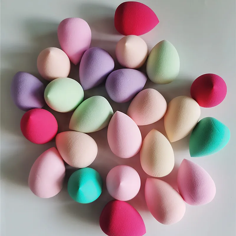 100 sztuk/zestaw Smooth Cosmetic Puffs Dry Wet Use podkład do makijażu gąbka piękna twarz narzędzia do pielęgnacji akcesoria kropla wody kształt Mix