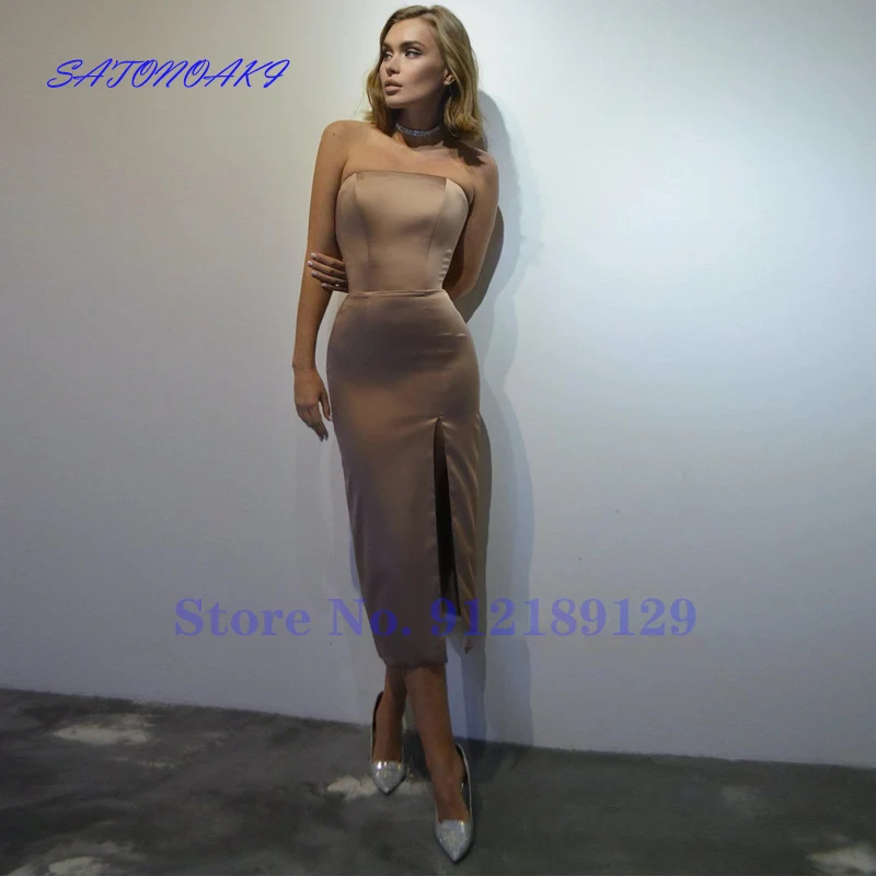 Elegant ค็อกเทล2021 Sheath Strapless ชาความยาวสั้น Homecoming Party ชุดที่กำหนดเอง Vestidos De Fiesta Graduation Robes