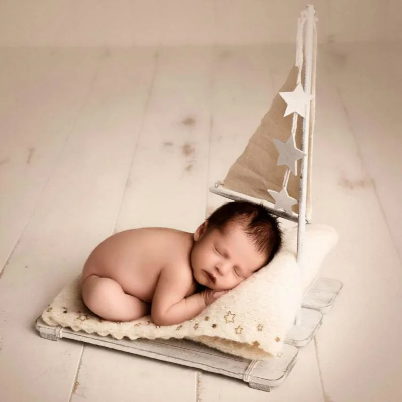 Newborn Photography Props Do Old Sailboat Baby Shooting Container Posing Props White Wodden Boat New Style