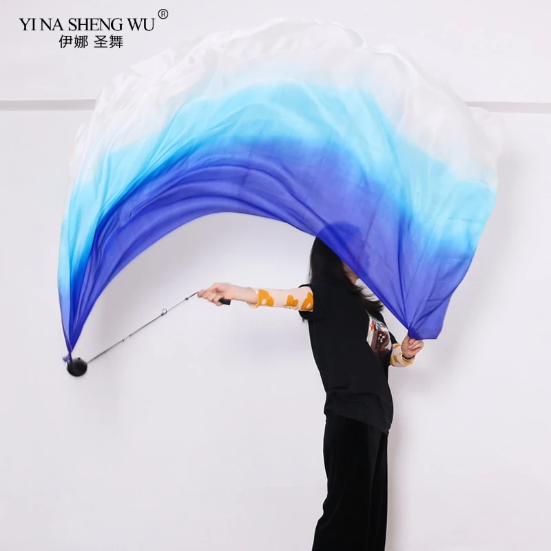 

Silk Veil Poi Throw Balls Streamer Dance Props 270x114cm Multicolor Bellydance Professional Silk Veil With POI Chain Ball New