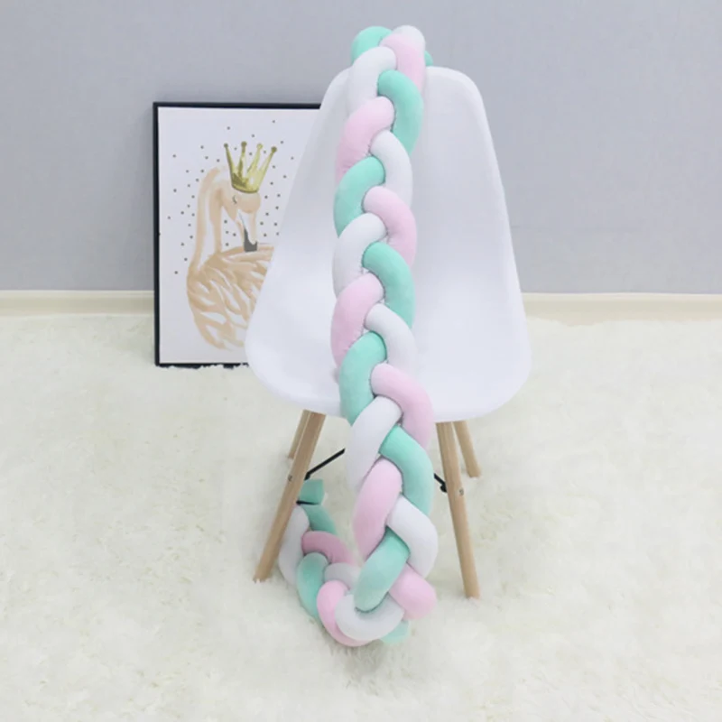 3-5M Baby Bumper Bed Braid Knot Pillow Cushion Bumper for Infant Bebe Crib Protector Cot Bumper Room Decor