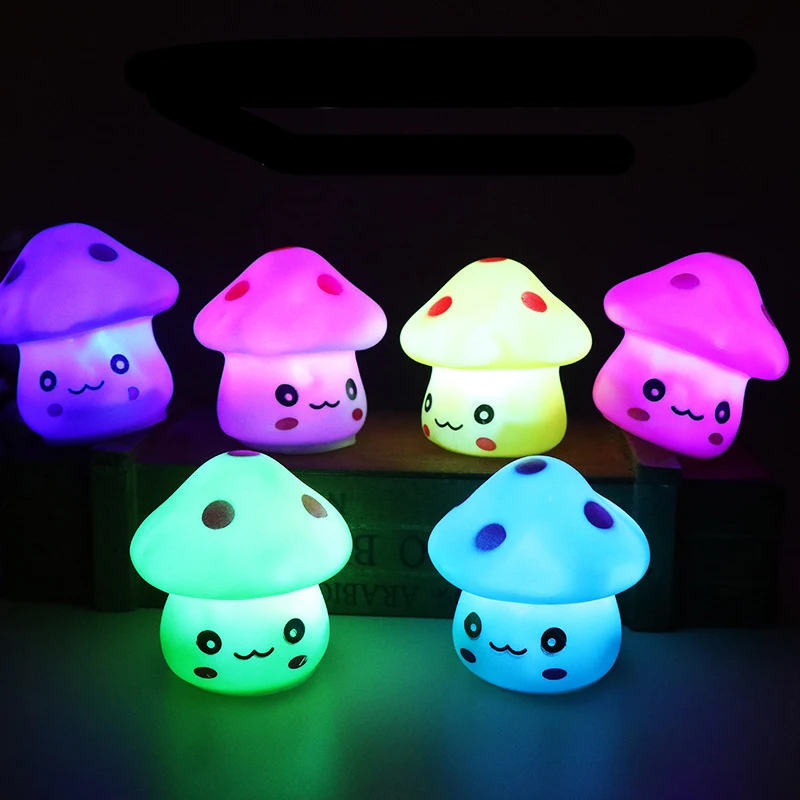 1Pcs Creative Fashion LED Colorful Mushrooms Night Light Luminous Toys Gifts Cartoon Cute Children Entertainment Gag Toy