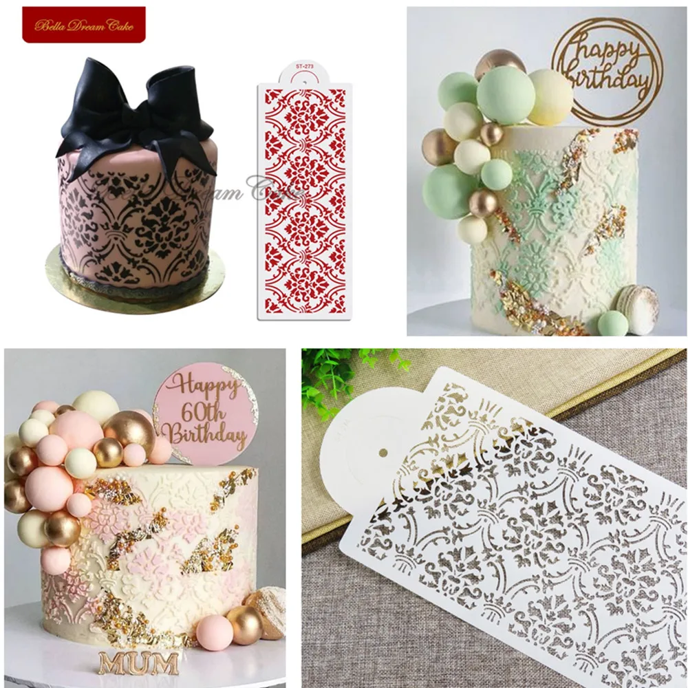 

Дамасский трафарет в Королевском Стиле, Пиг, пластиковые трафареты для торта, сделай сам, рисование кружевной шаблон, форма для торта, инстр...