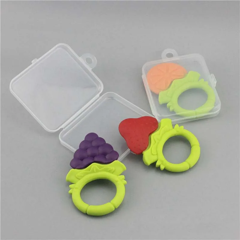 Silicone Cute Fruit Design Strawberry Grape Soft Molars Baby Teether Toys Toddle Teething Chew Dental Care Teething Stick Toy