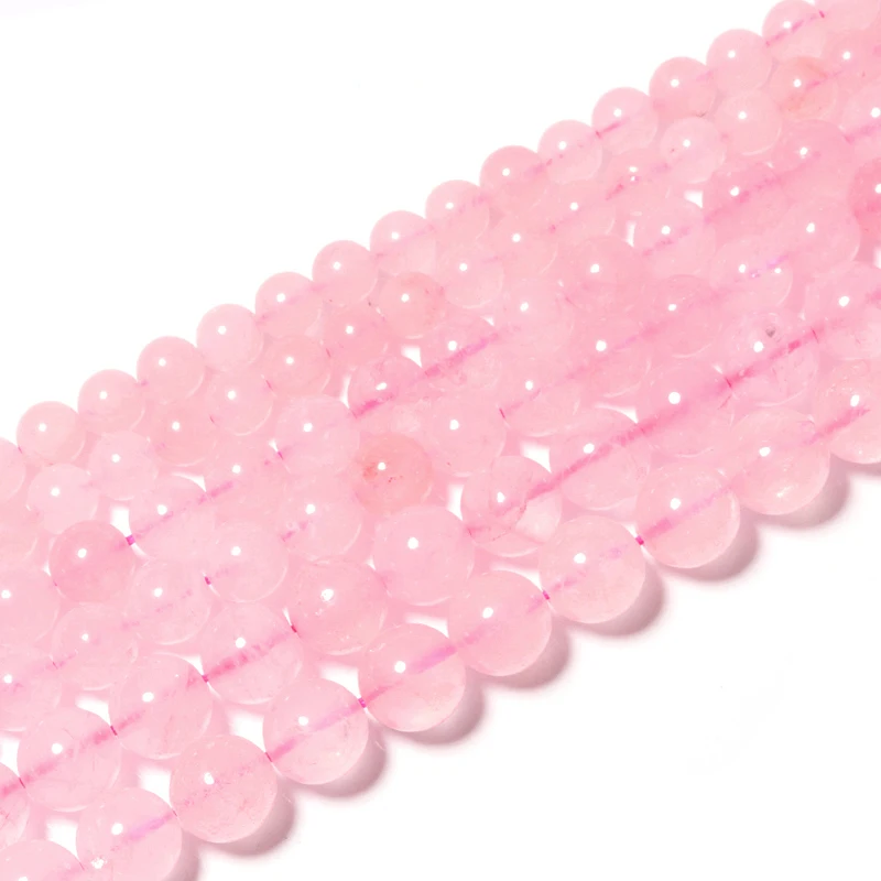 1 Strand 6/8/10mm Pink Quartzs Crystal Loose Spacer Beads Natural Stone Beads For Jewelry DIY Making Bracelet Accessories