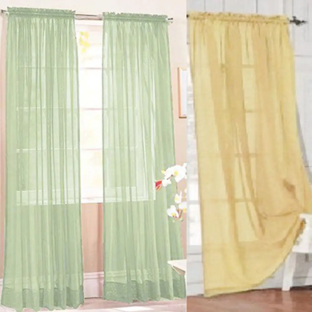 

Tulle Curtains for the Kitchen Living Room Drapes Glass Yarn Sheer Window Valance Curtain Pure Color Bedroom Home Wedding Decor